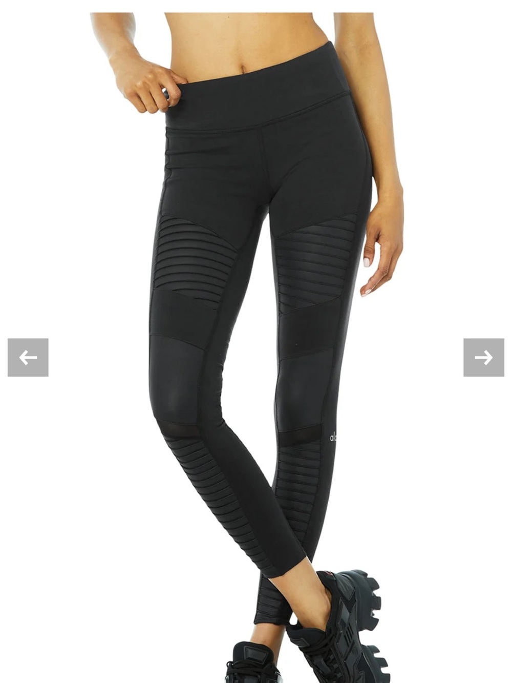 ALO Yoga Black High-Rise Ribbed Moto Leggings